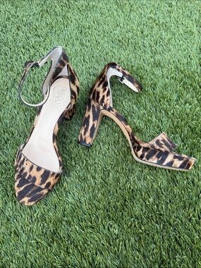 Vince Camuto Sathina Calf Hair Heeled Sandal with Ankle Strap